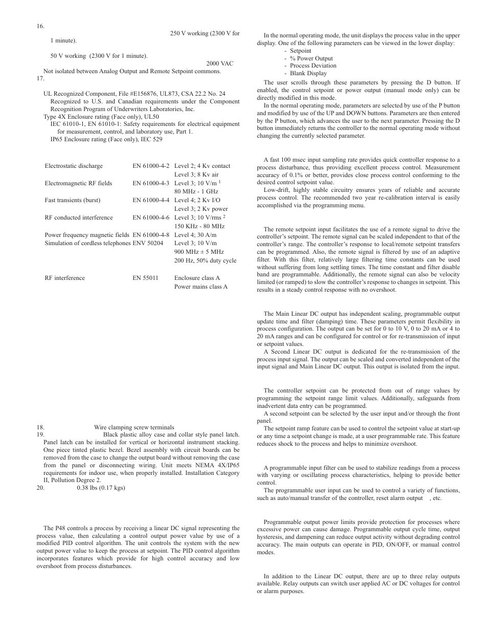 Basic operation, Front panel features, Hardware features | Remote setpoint input, Linear dc analog outputs, Setpoint features, Input features, Output features, Control and alarm outputs | Red Lion P48 User Manual | Page 3 / 8