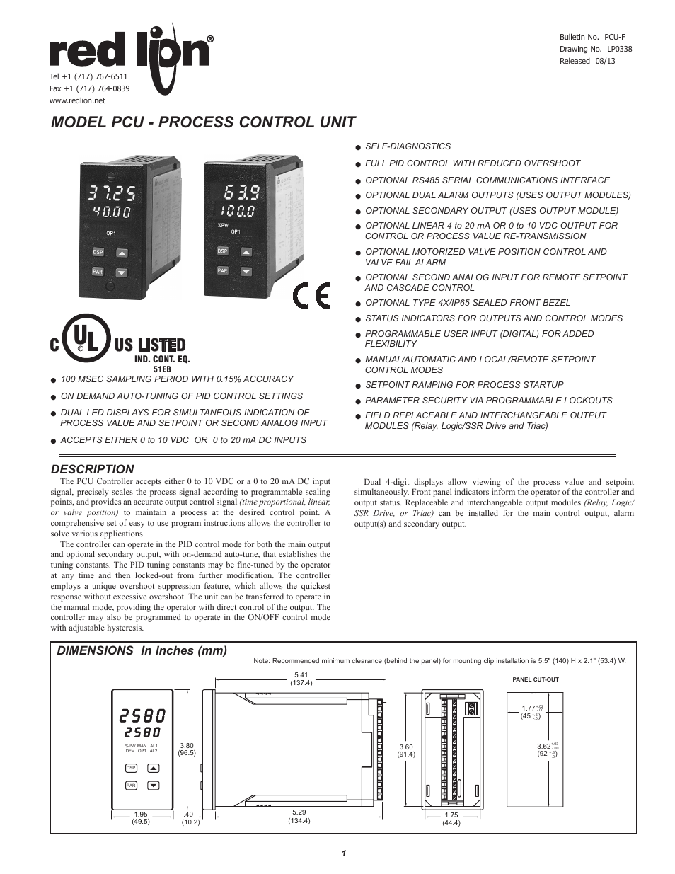 Red Lion PCU User Manual | 8 pages