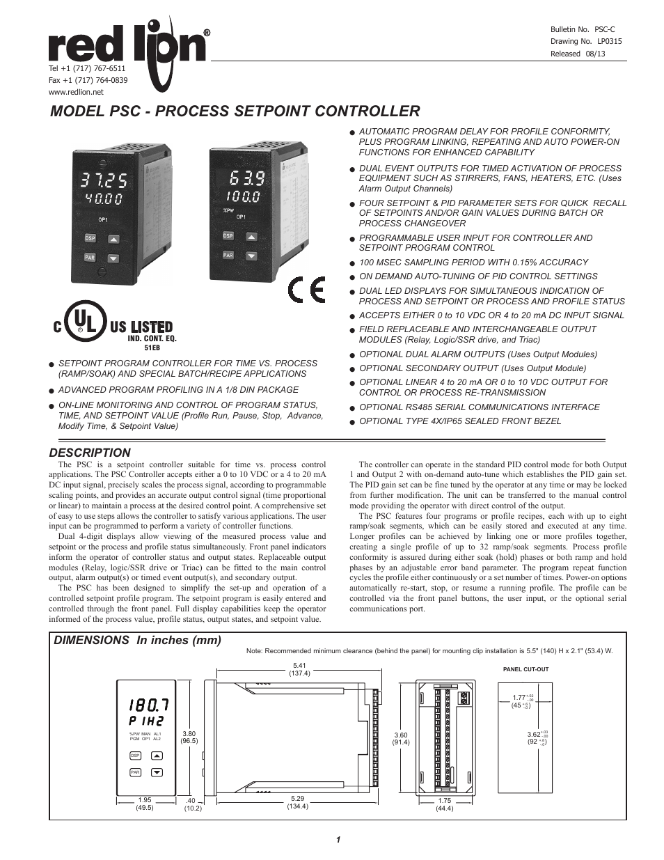 Red Lion PSC User Manual | 8 pages