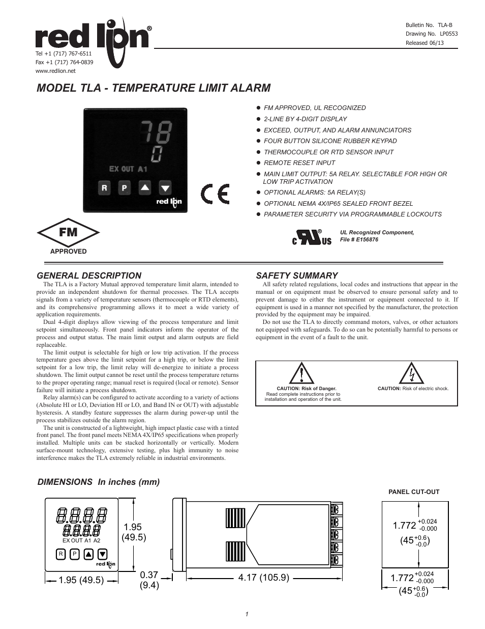 Red Lion TLA User Manual | 16 pages