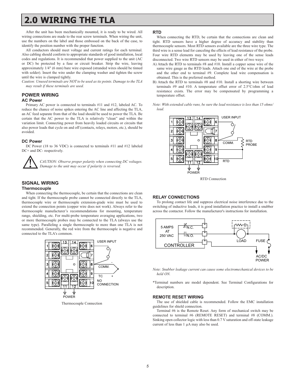 0 wiring the tla | Red Lion TLA User Manual | Page 5 / 16