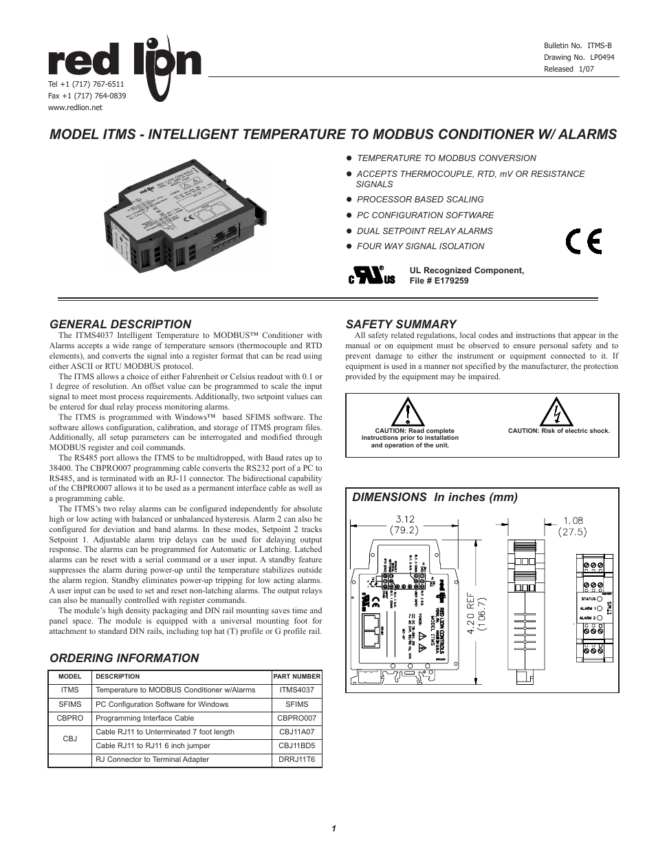 Red Lion ITMS User Manual | 16 pages