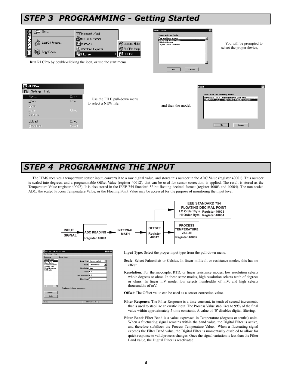 Step 3 programming - getting started, Step 4 programming the input | Red Lion ITMS User Manual | Page 5 / 16