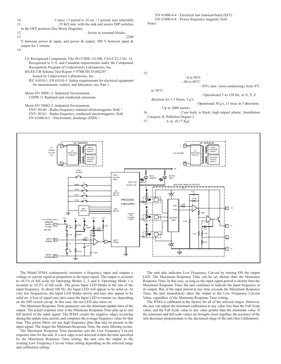 Specifications (cont’d), Overview, Block diagram | Red Lion IFMA User Manual | Page 2 / 8