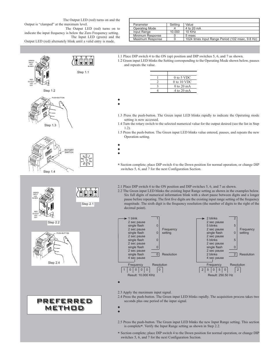 Preferred method, Output indication, 0 operating mode (analog output) | Push-button out in st atu s | Red Lion IFMA User Manual | Page 5 / 8