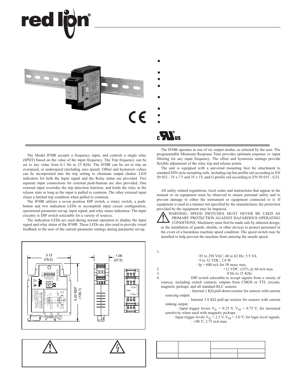 Red Lion IFMR User Manual | 8 pages