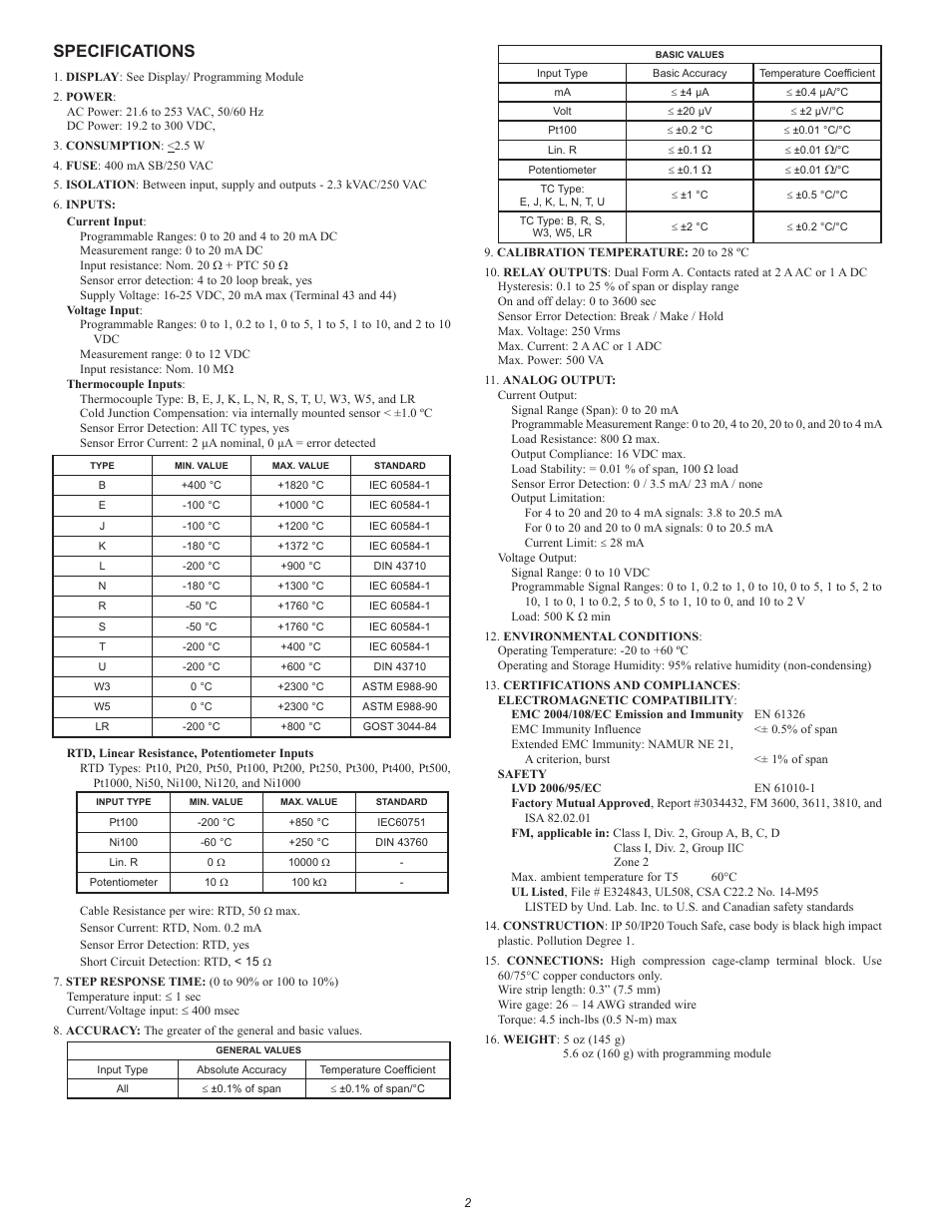 Specifications | Red Lion IAMS User Manual | Page 2 / 4