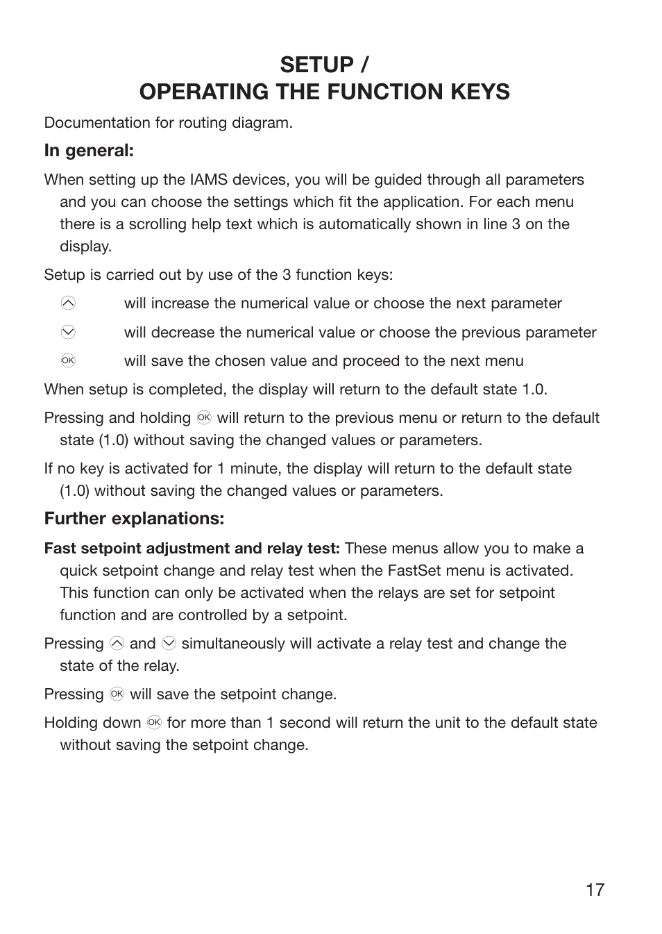 Setup / operating the function keys | Red Lion IAMS User Manual | Page 18 / 86