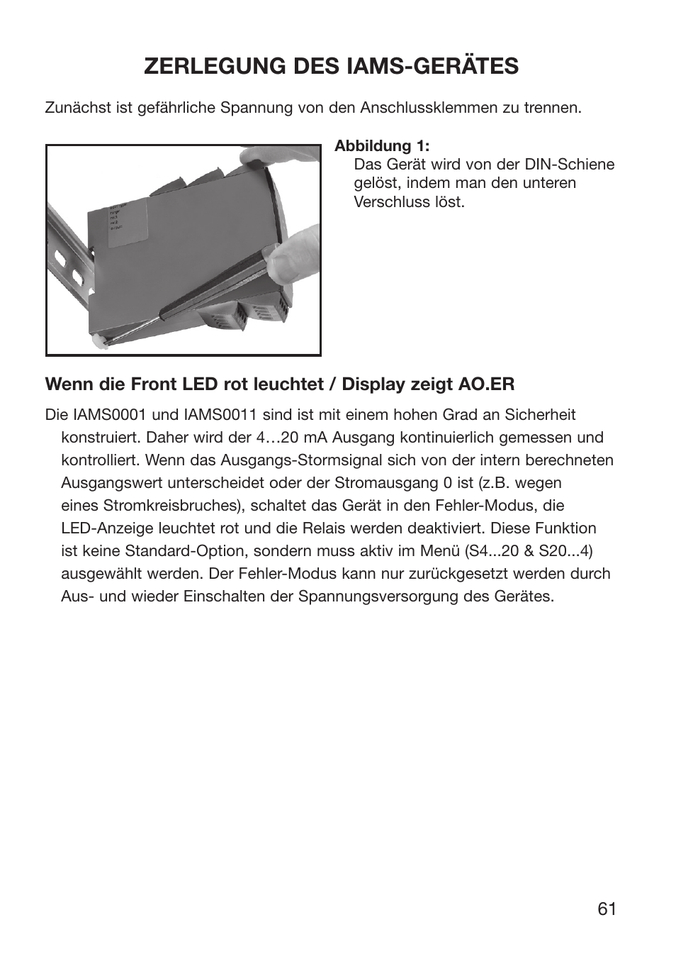 Zerlegung des iams­gerätes | Red Lion IAMS User Manual | Page 62 / 86