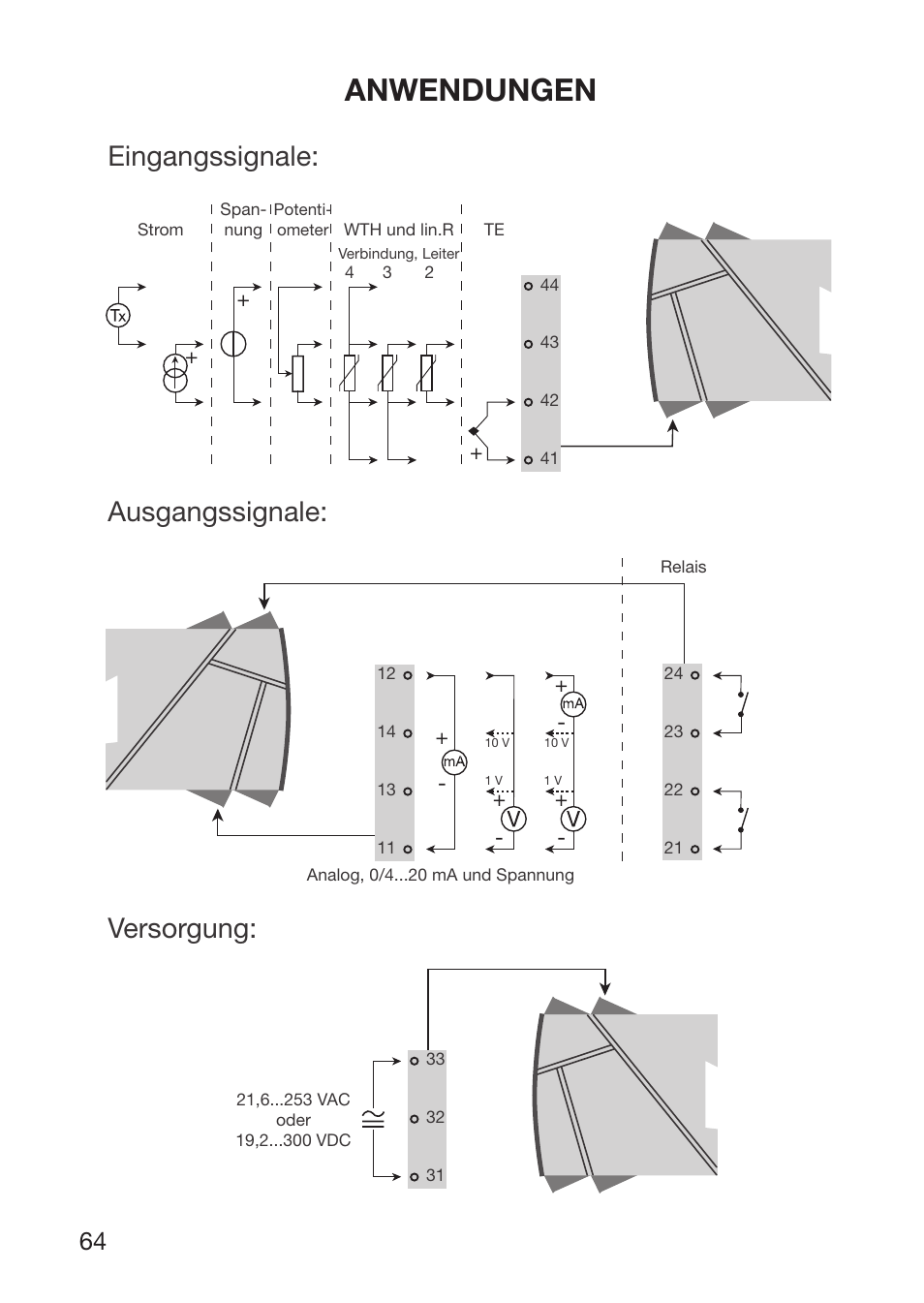 Anwendungen, Eingangssignale, Ausgangssignale | Versorgung | Red Lion IAMS User Manual | Page 65 / 86