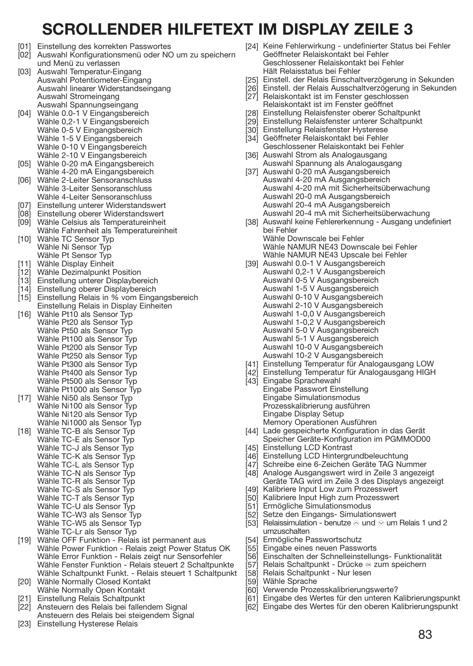 Scrollender hilfetext im display zeile 3 | Red Lion IAMS User Manual | Page 84 / 86