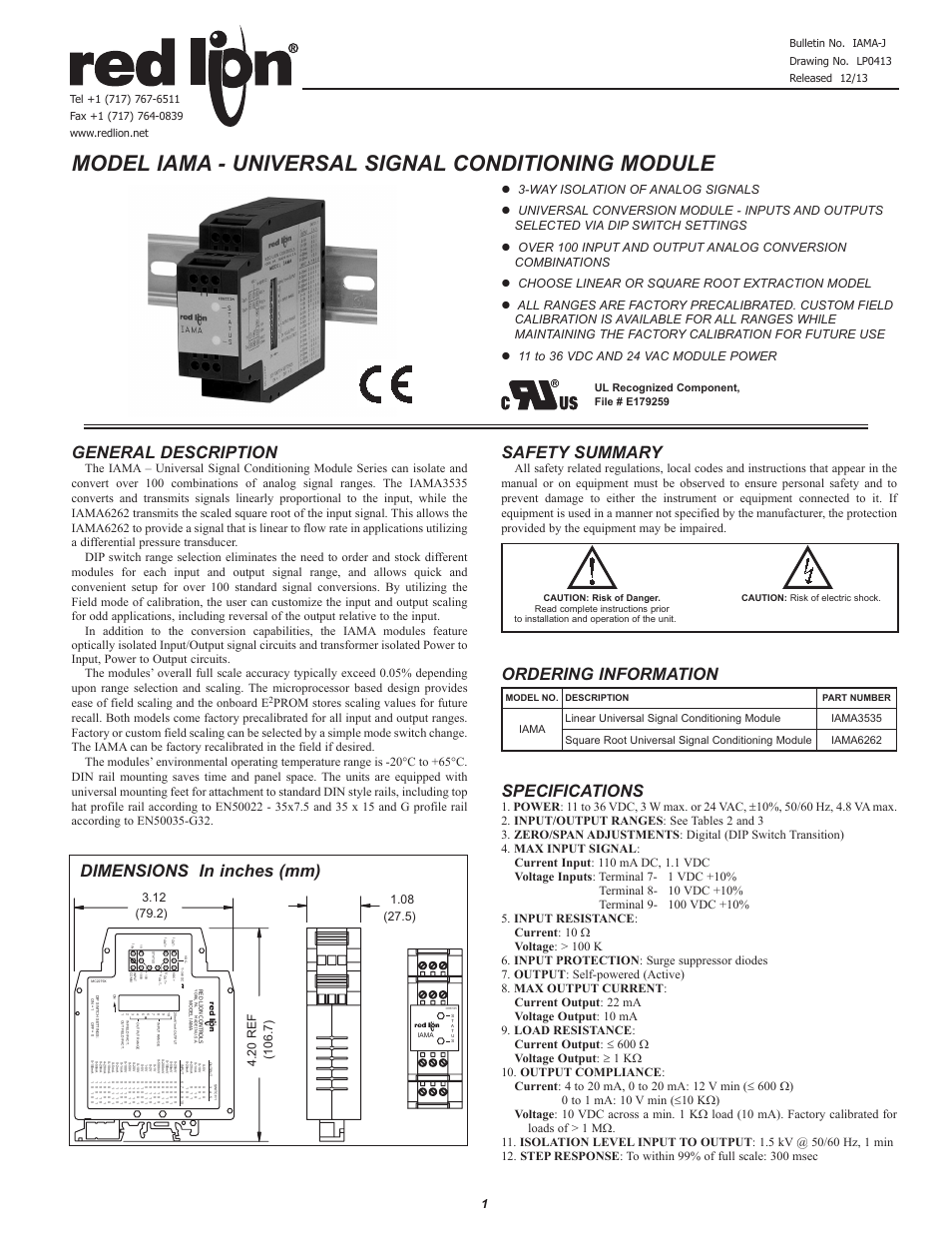 Red Lion IAMA User Manual | 8 pages