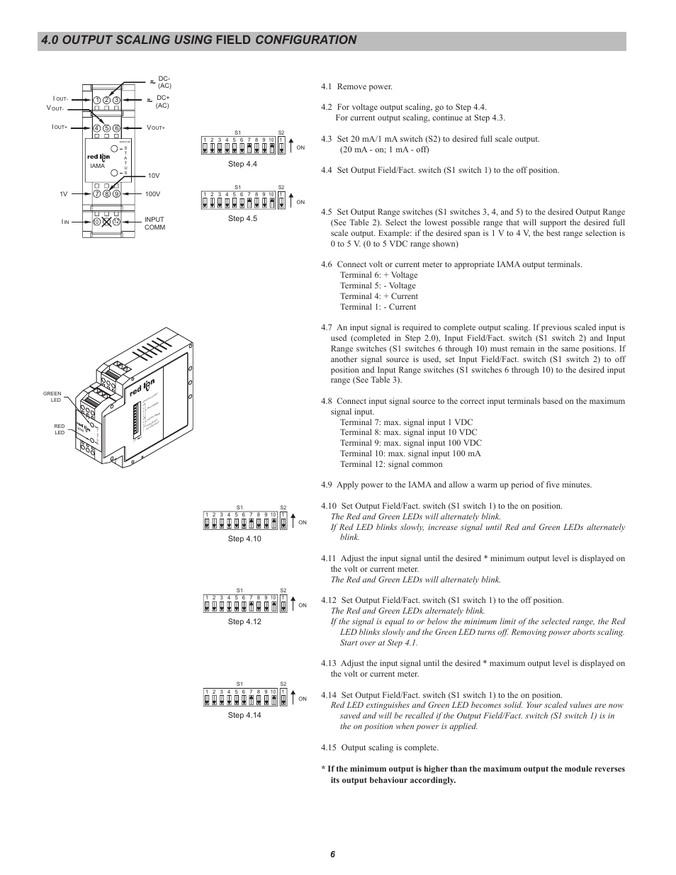 0 output scaling using field configuration | Red Lion IAMA User Manual | Page 6 / 8
