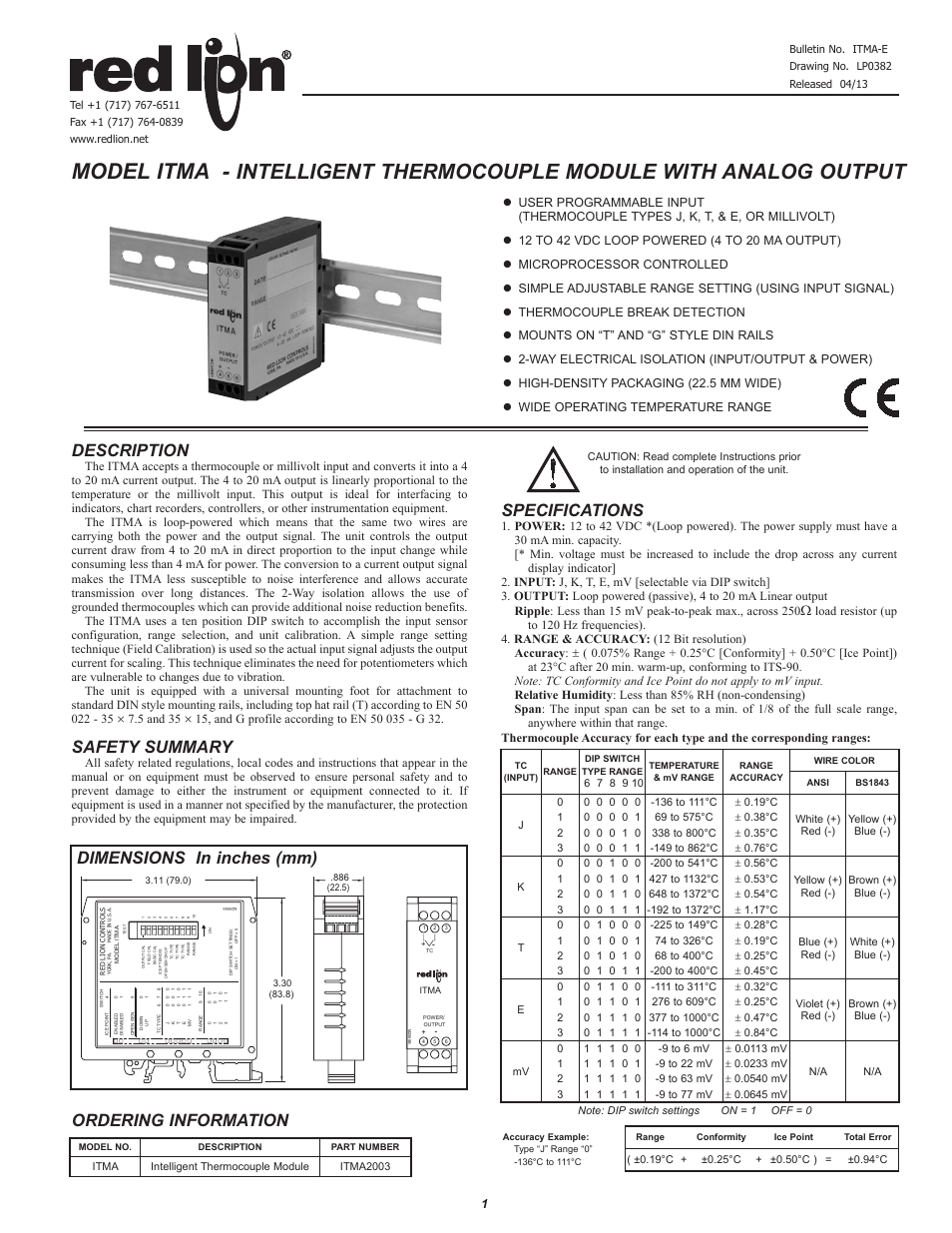 Red Lion ITMA User Manual | 8 pages