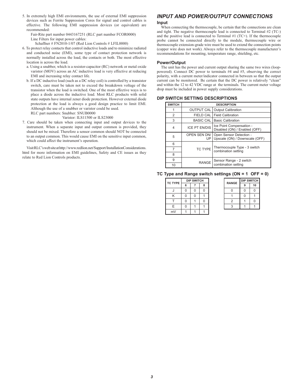 Input and power/output connections | Red Lion ITMA User Manual | Page 3 / 8