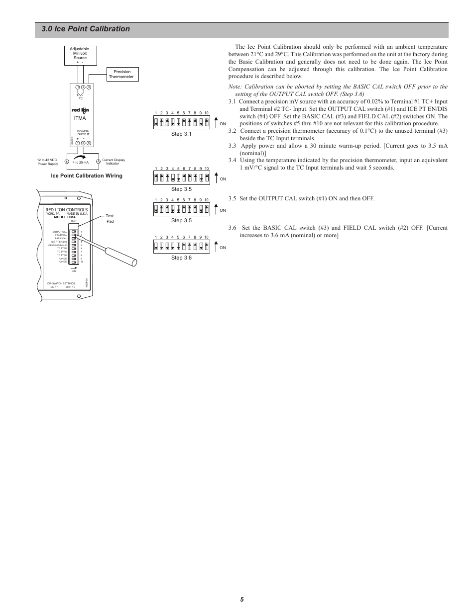 0 ice point calibration | Red Lion ITMA User Manual | Page 5 / 8