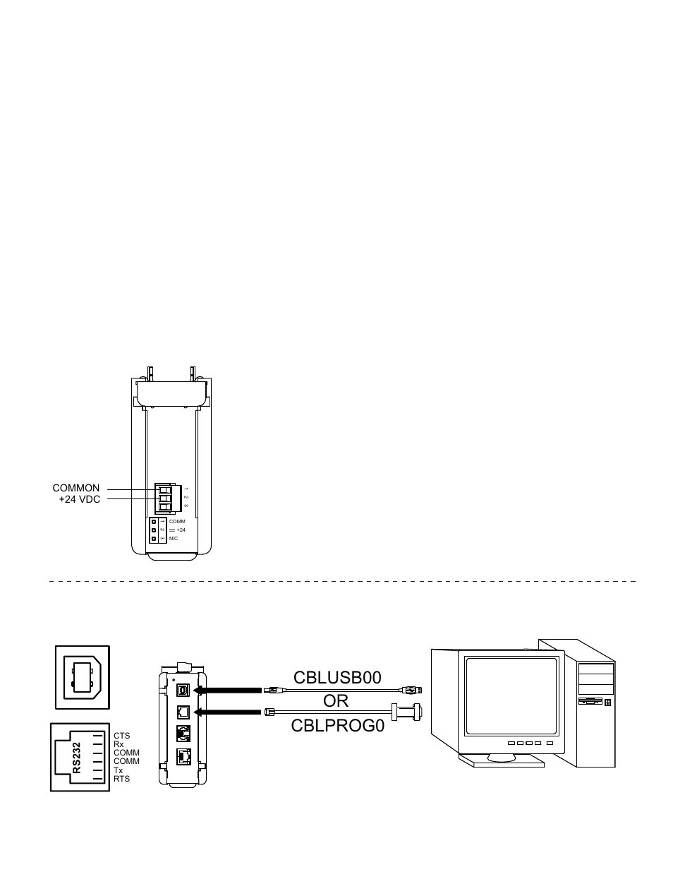 Cblprog0 or cblusb00, Emc installation guidelines, Wiring | Power connection programming ports | Red Lion ICM8 User Manual | Page 3 / 8