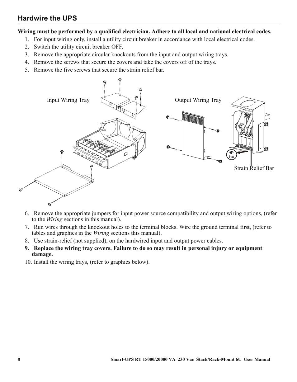 Hardwire the ups | American Power Conversion RT XLI/XLICH User Manual | Page 12 / 34