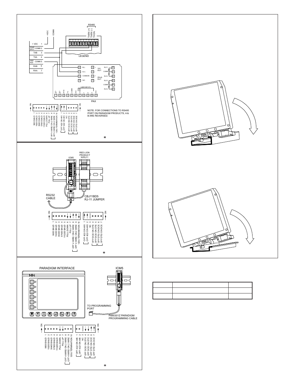 Connecting to paradigm interface, Installation, Troubleshooting | G rail installation, T rail installation | Red Lion ICM5 User Manual | Page 4 / 4