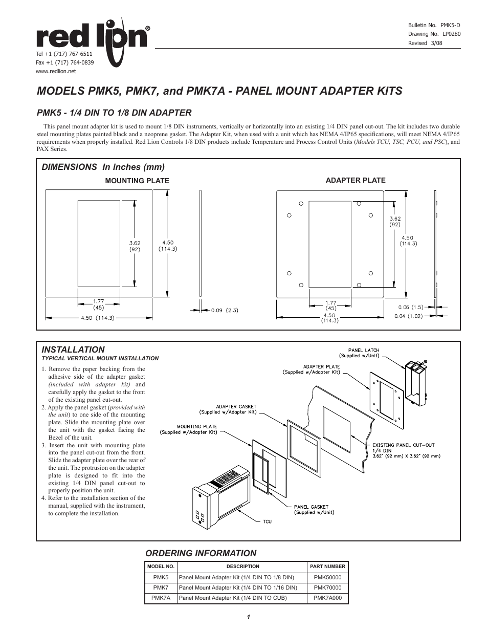 Red Lion PMK7A User Manual | 4 pages