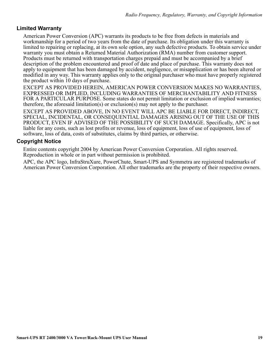 American Power Conversion 990-2233A User Manual | Page 19 / 19