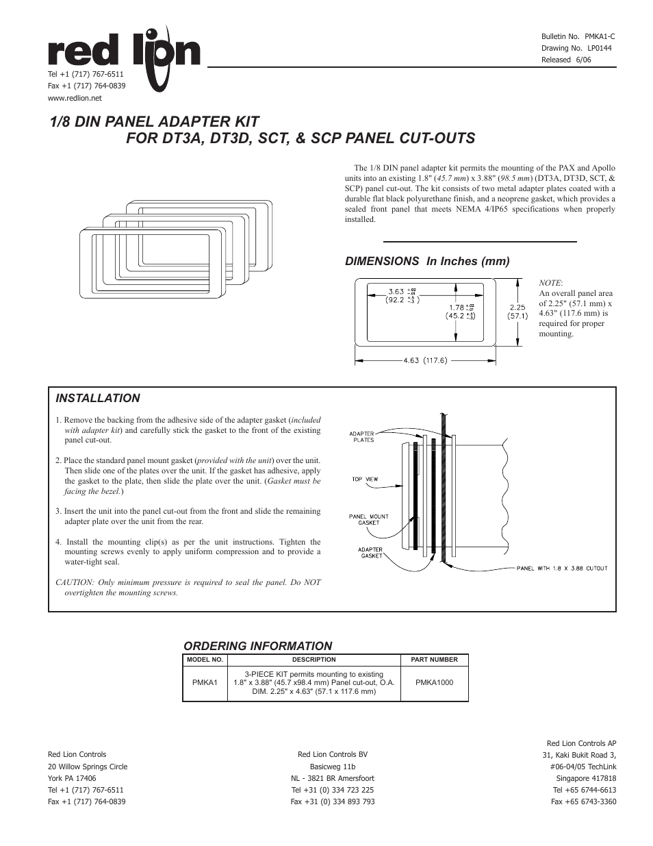 Red Lion PMKA1 User Manual | 1 page