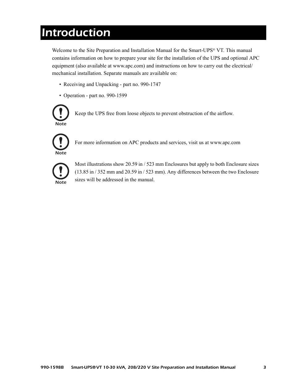 Introduction | American Power Conversion 10-30 KVA User Manual | Page 9 / 48