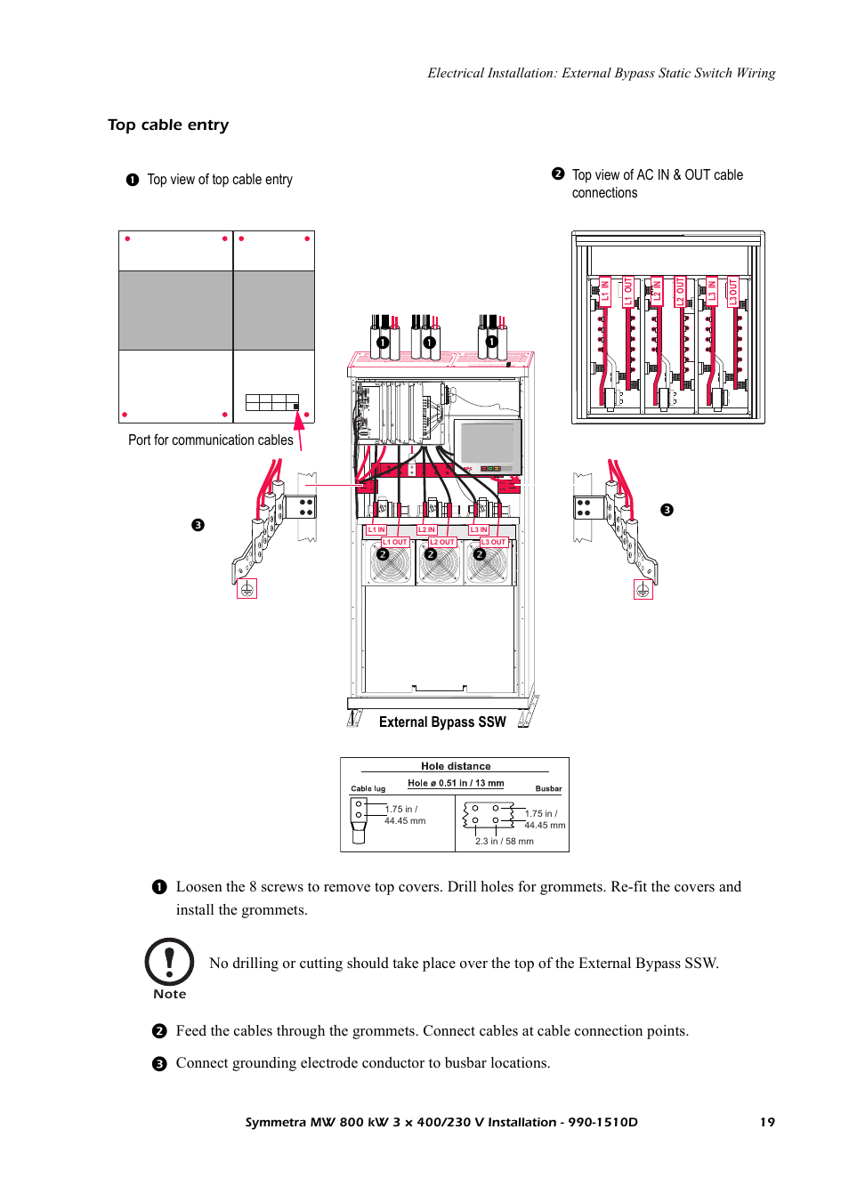 Top cable entry | American Power Conversion SYMF800KH User Manual | Page 25 / 54