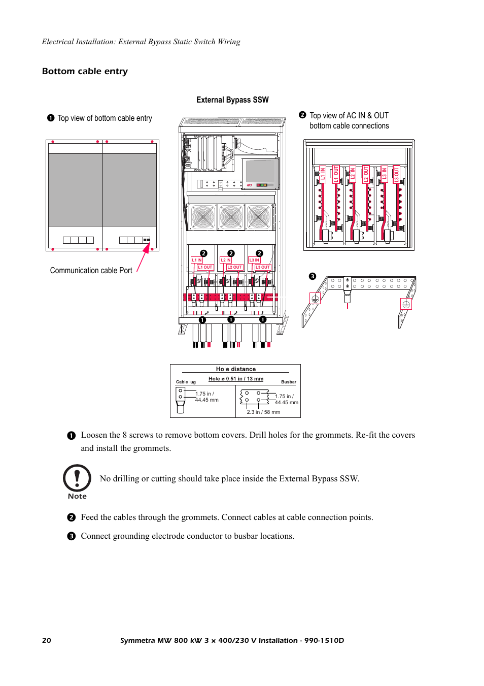 Bottom cable entry | American Power Conversion SYMF800KH User Manual | Page 26 / 54