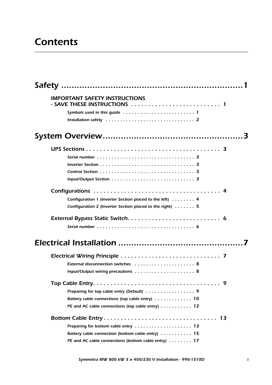 American Power Conversion SYMF800KH User Manual | Page 3 / 54