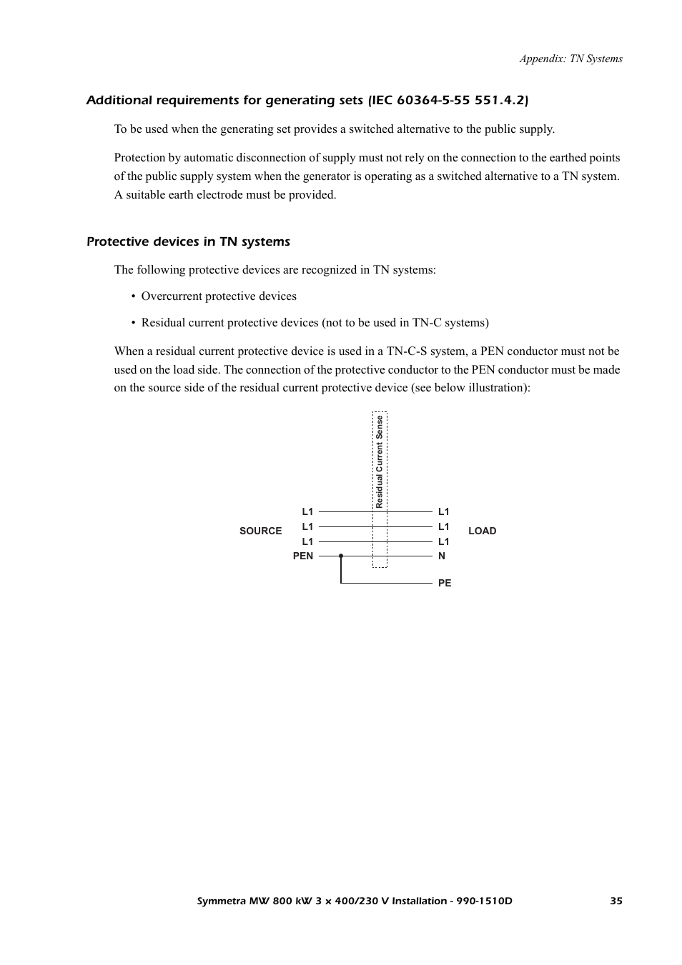 Protective devices in tn systems | American Power Conversion SYMF800KH User Manual | Page 41 / 54