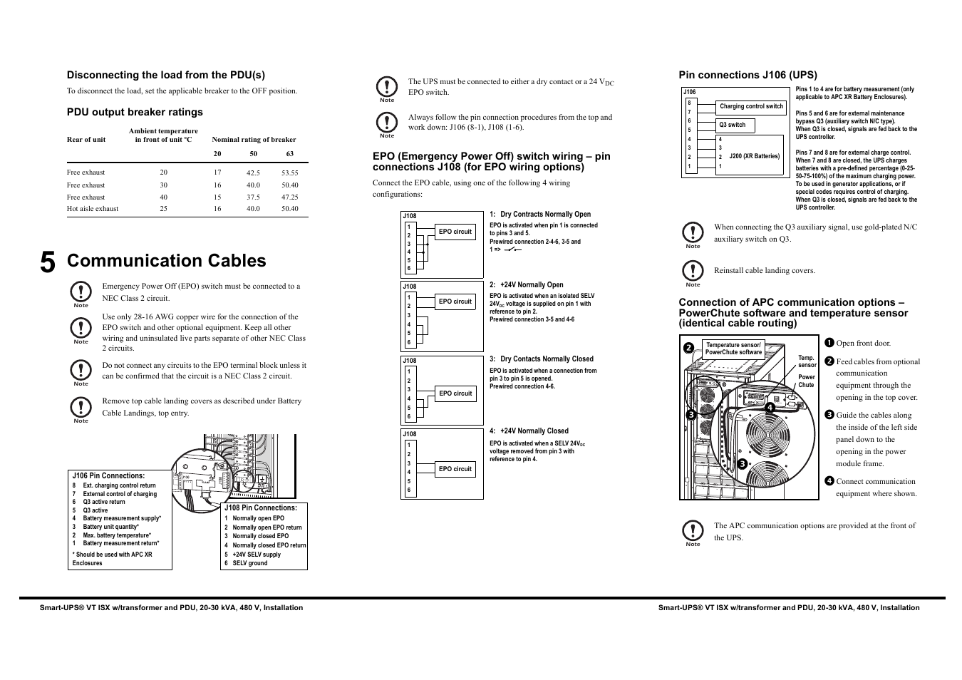 Communication cables | American Power Conversion 20-30 kVA 480V User Manual | Page 3 / 4