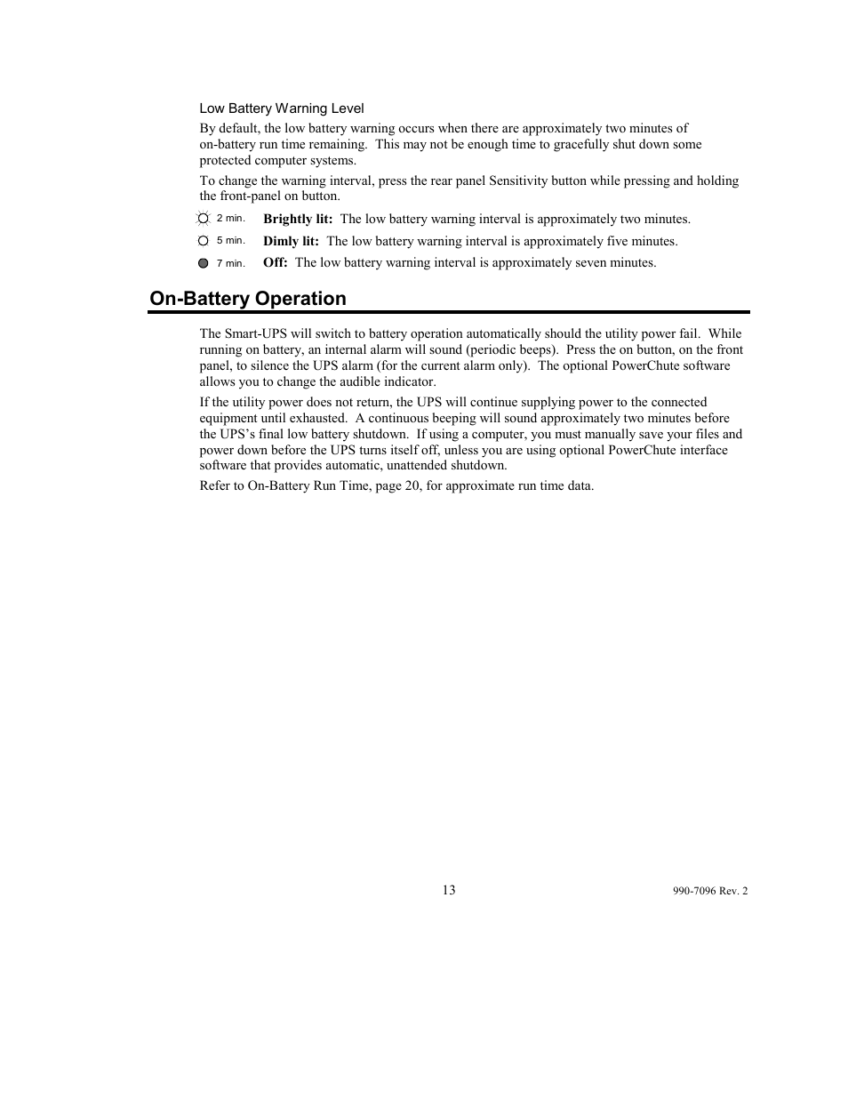 On-battery operation | American Power Conversion 100 VAC User Manual | Page 17 / 25