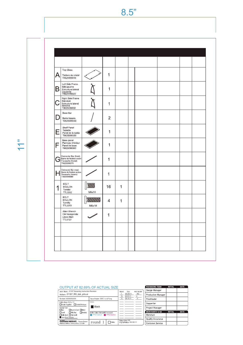 Parts list liste des pièces lista de piezas | Altra Furniture Alluna Bookcase User Manual | Page 4 / 14