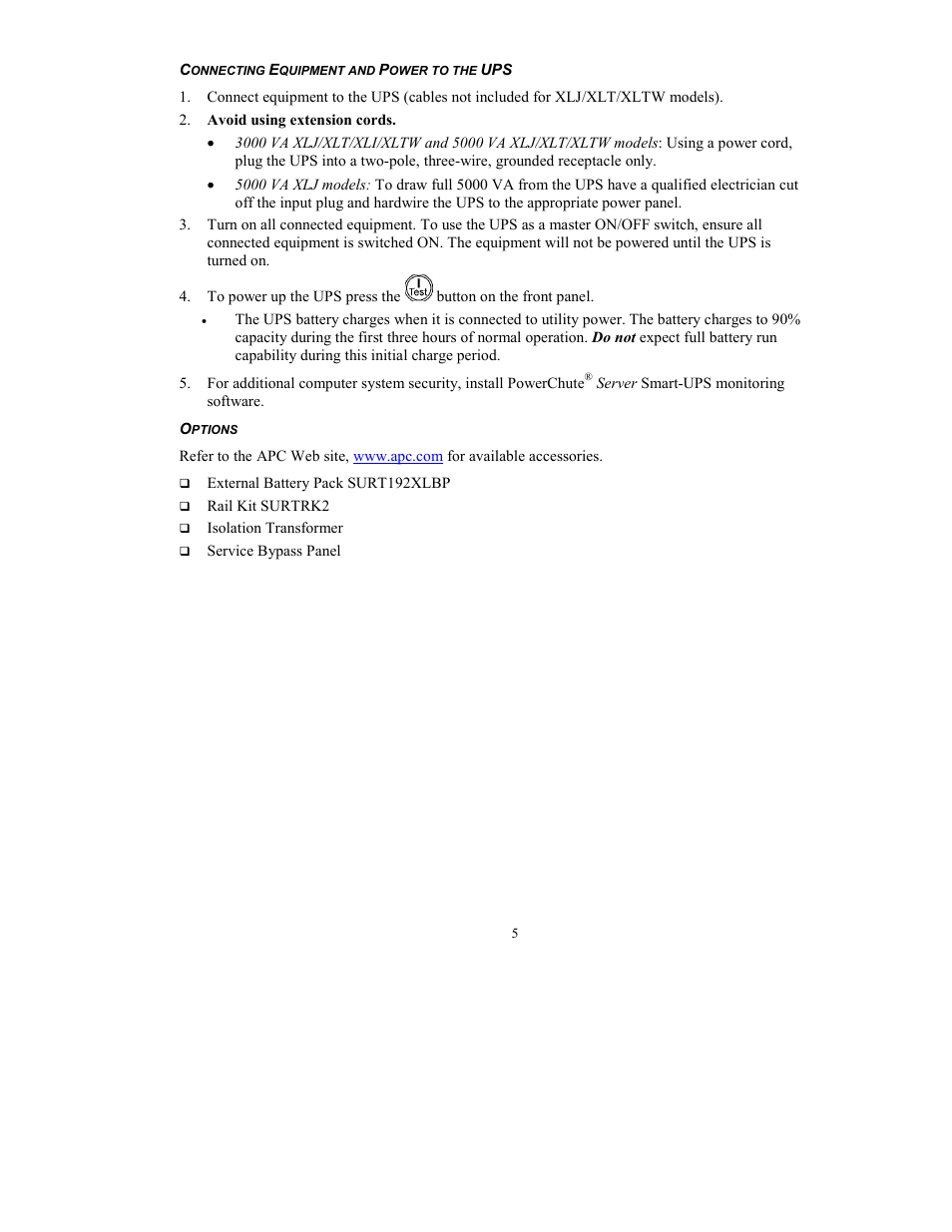 American Power Conversion 5000 VA User Manual | Page 7 / 23