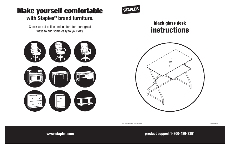 Altra Furniture 36" Glass Computer Desk User Manual | 7 pages