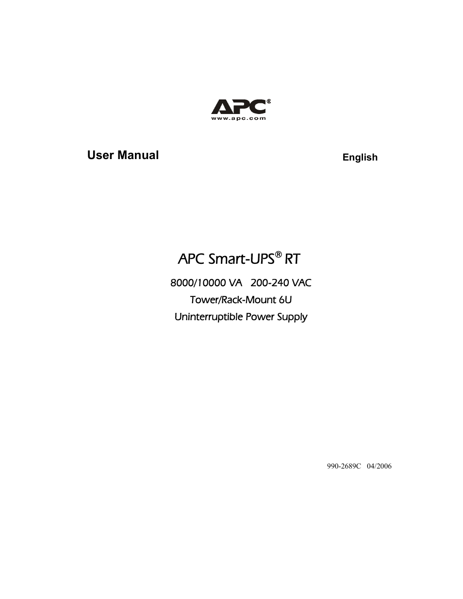 American Power Conversion 8000VA User Manual | 21 pages