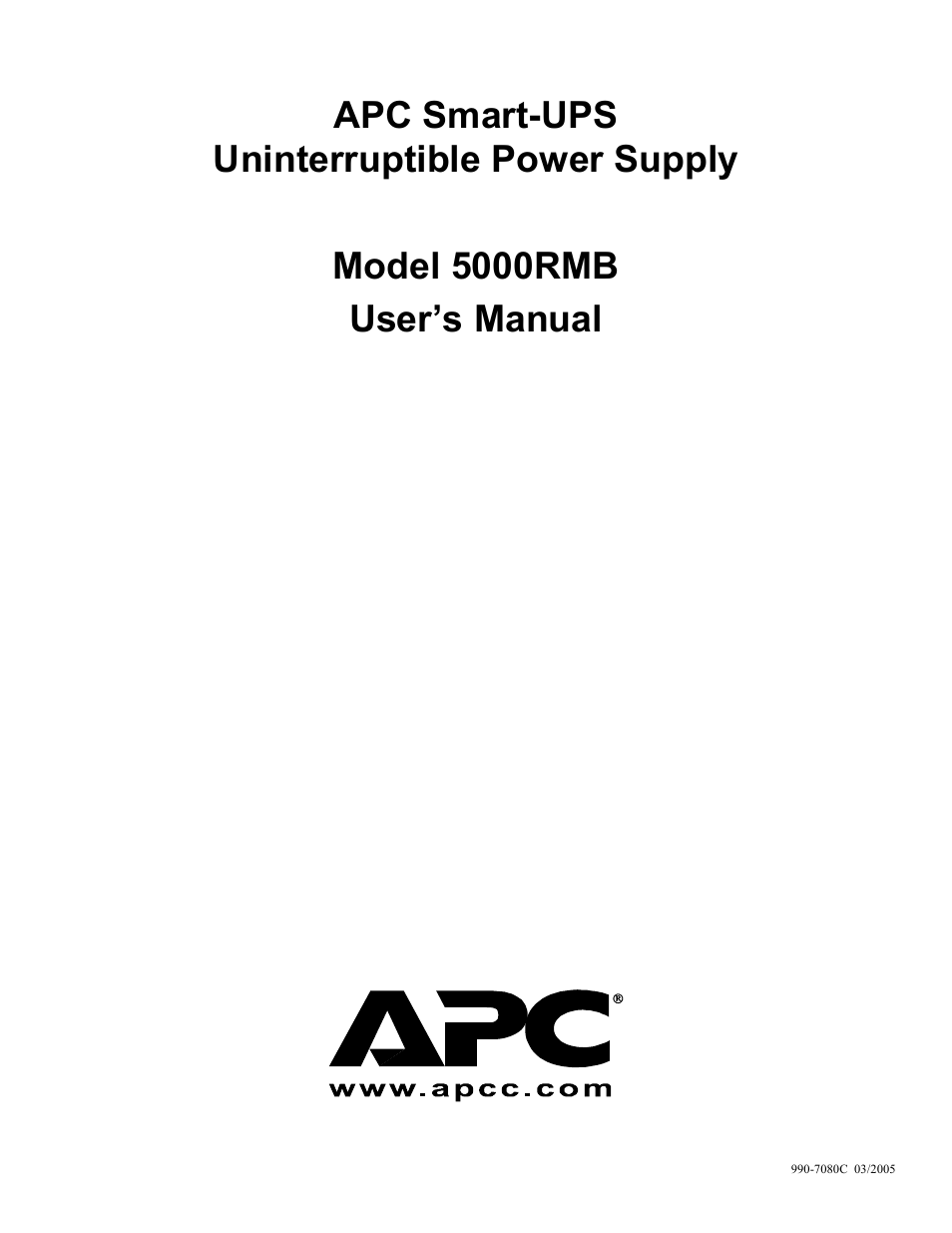 American Power Conversion 5000RMB User Manual | 23 pages