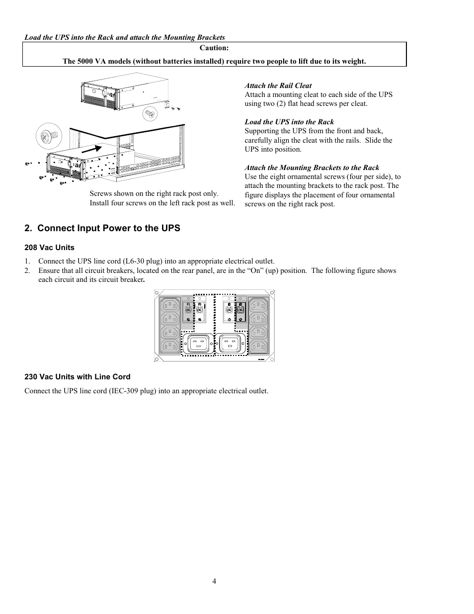 Connect input power to the ups | American Power Conversion 5000RMB User Manual | Page 10 / 23