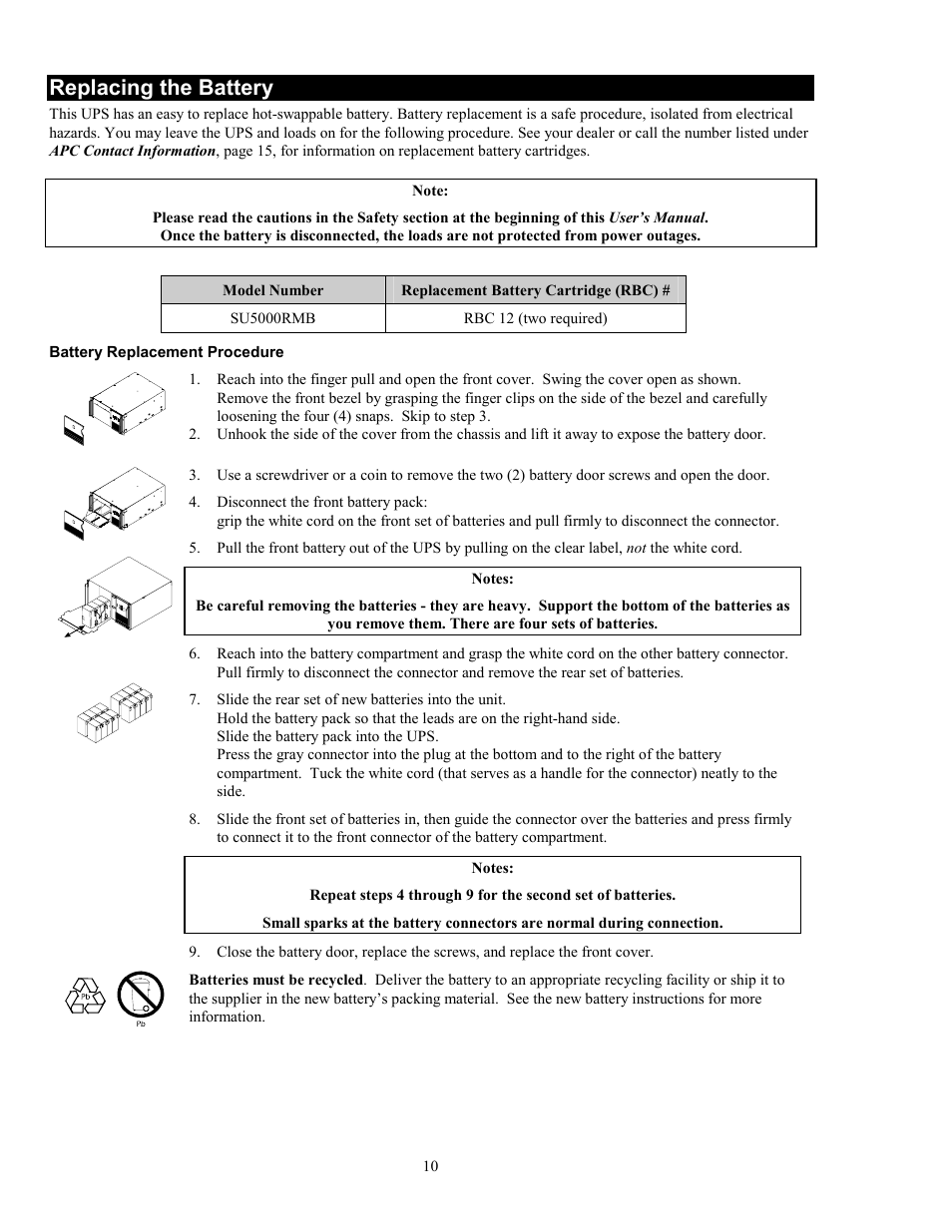 Replacing the battery | American Power Conversion 5000RMB User Manual | Page 16 / 23