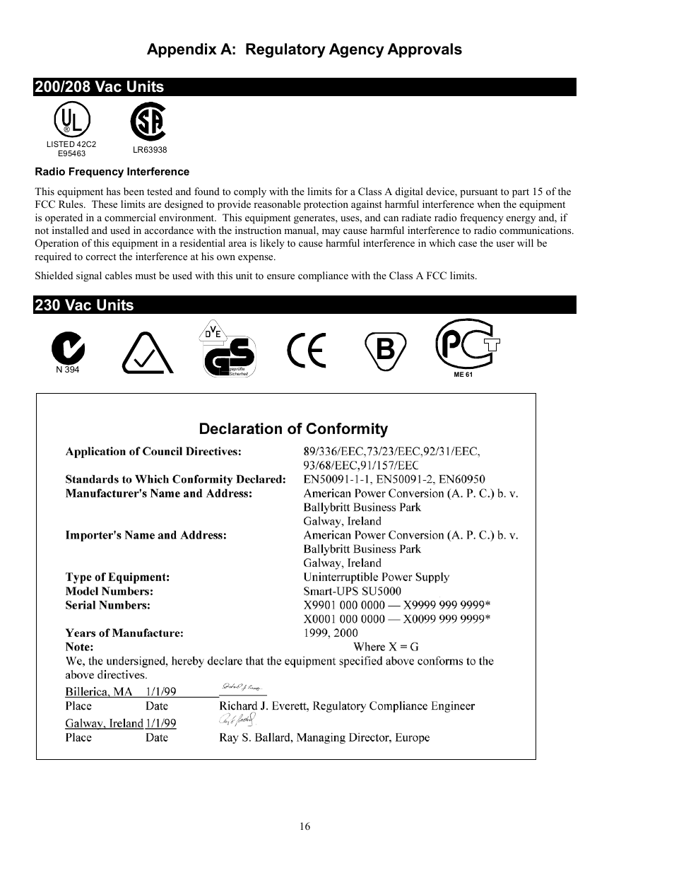 230 vac units | American Power Conversion 5000RMB User Manual | Page 22 / 23