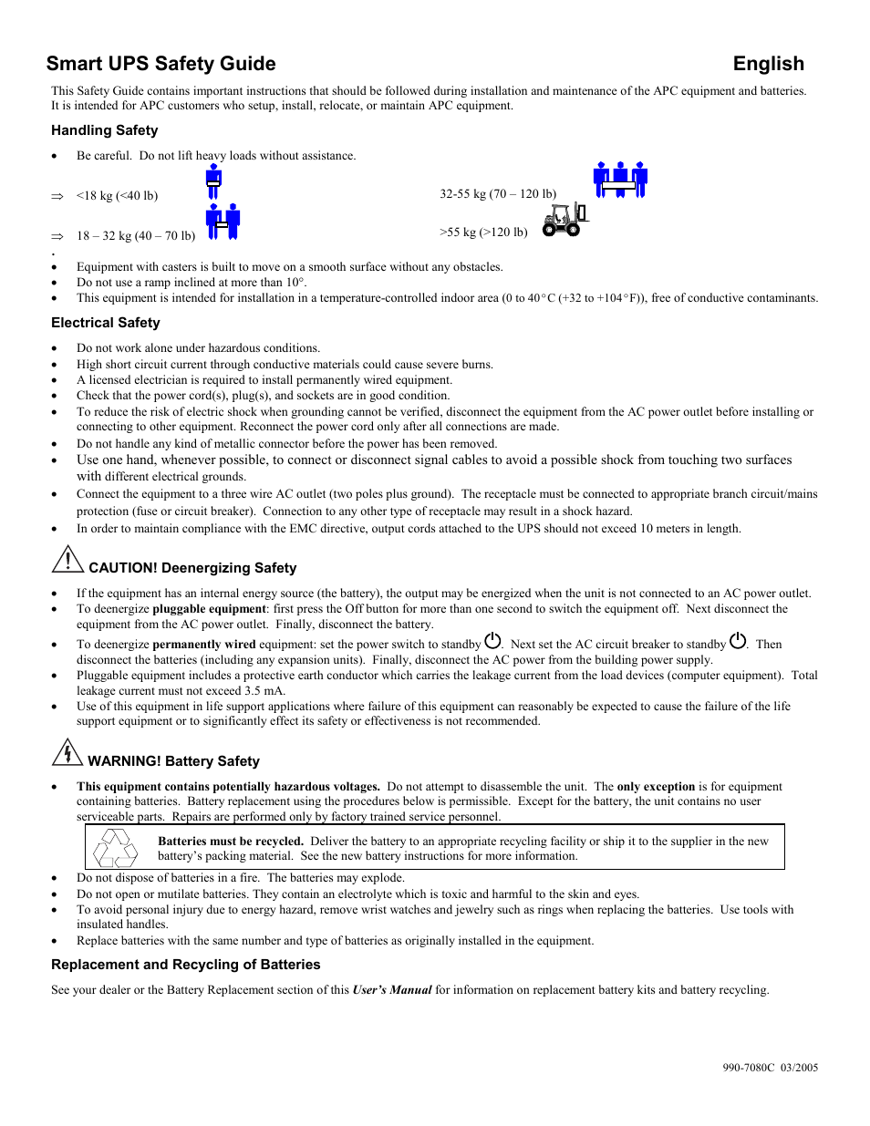 Smart ups safety guide english | American Power Conversion 5000RMB User Manual | Page 3 / 23