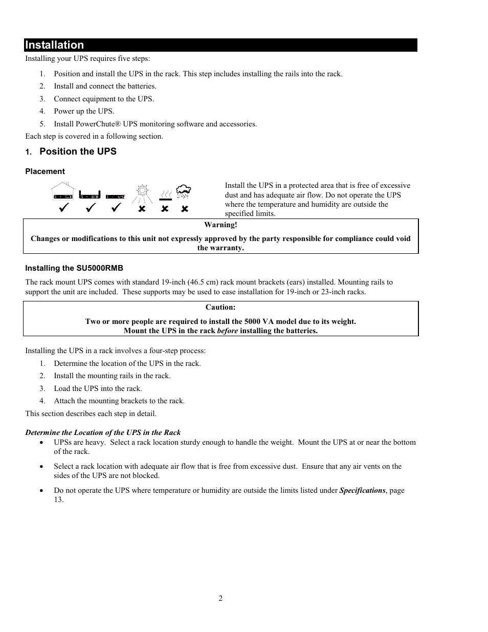 Installation | American Power Conversion 5000RMB User Manual | Page 8 / 23