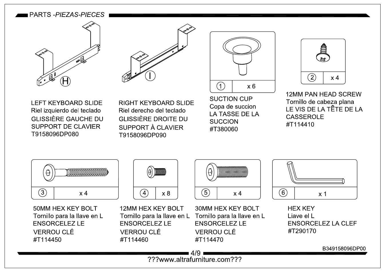 Altra Furniture Mezza Straight Desk with Keyboard Tray User Manual | Page 4 / 9