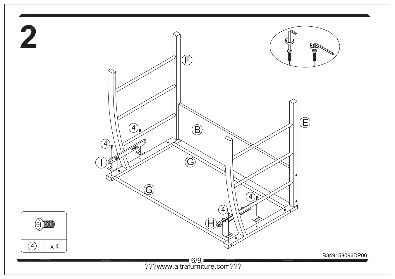 Altra Furniture Mezza Straight Desk with Keyboard Tray User Manual | Page 6 / 9