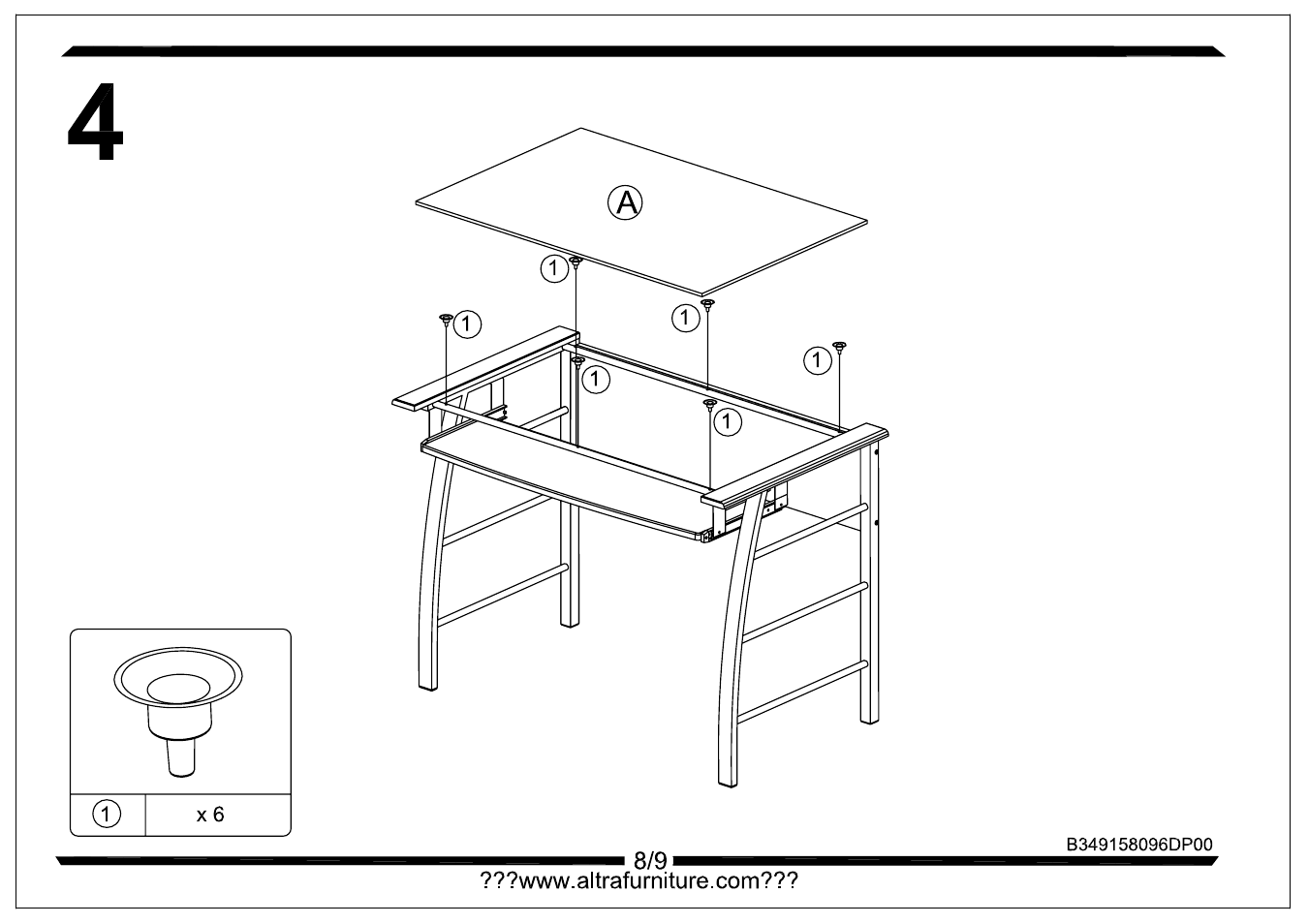 Altra Furniture Mezza Straight Desk with Keyboard Tray User Manual | Page 8 / 9