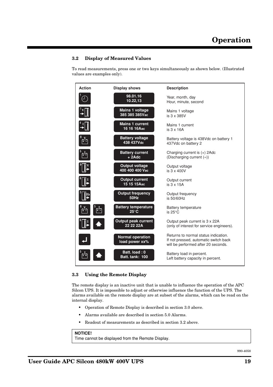 Operation | American Power Conversion 480kW400V User Manual | Page 19 / 32