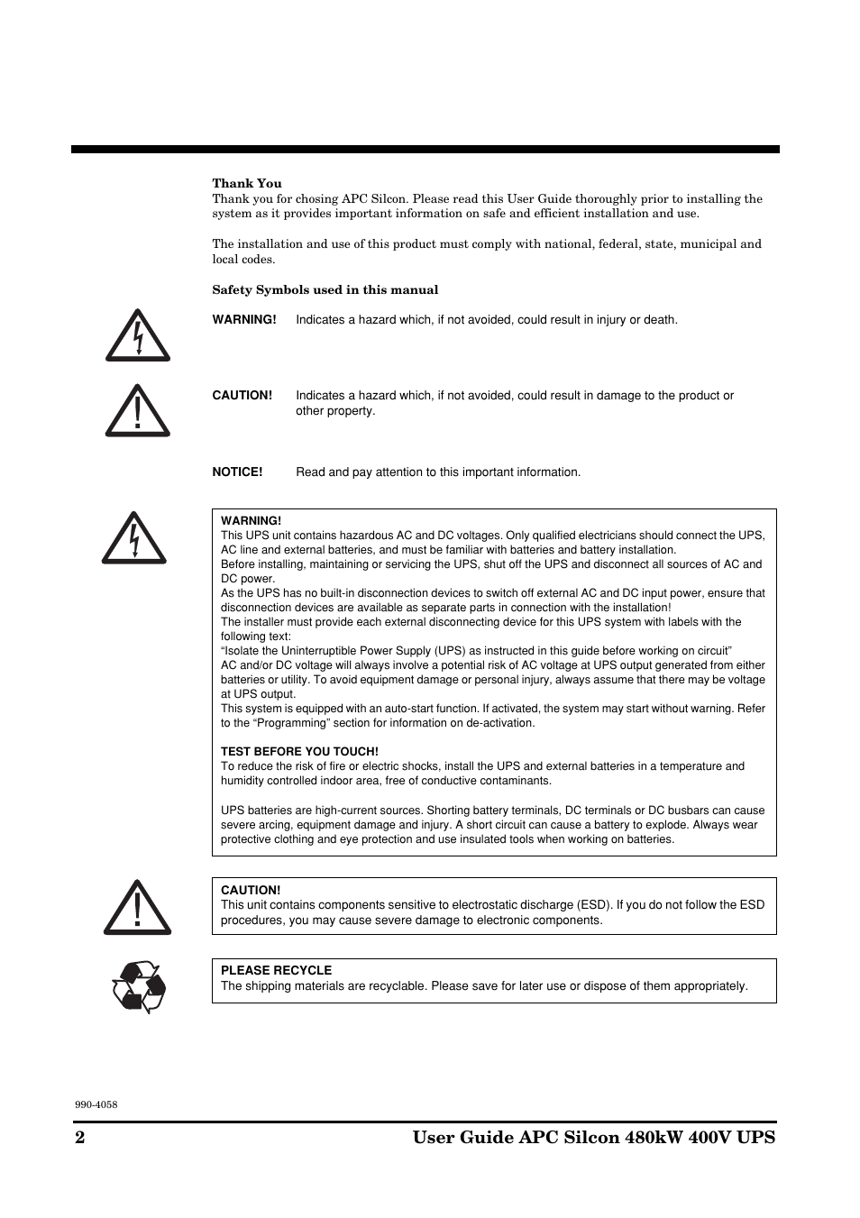 American Power Conversion 480kW400V User Manual | Page 2 / 32