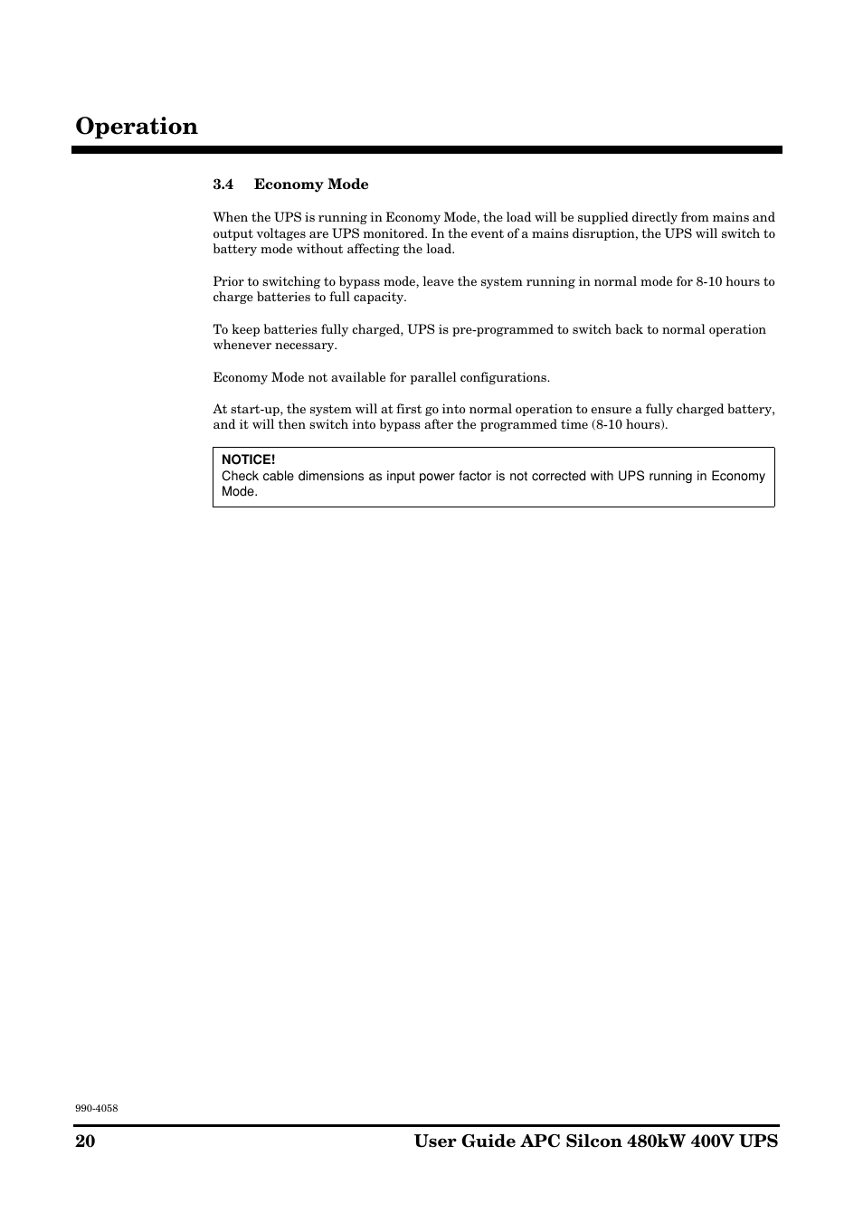 Operation | American Power Conversion 480kW400V User Manual | Page 20 / 32
