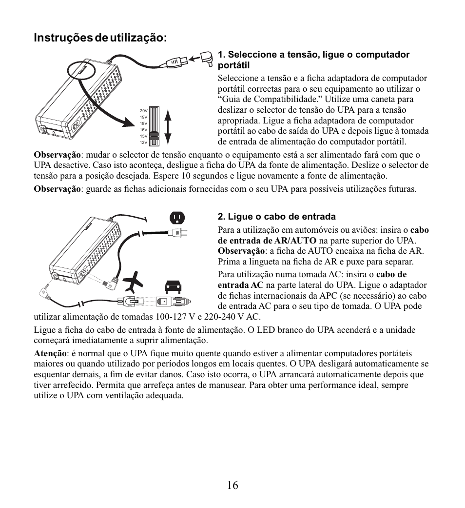 16 instruções de utilização | American Power Conversion UPA9 User Manual | Page 18 / 52